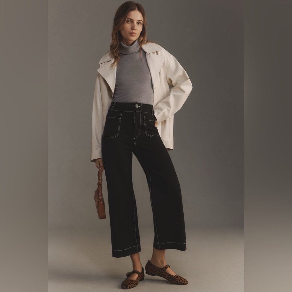The Colette Cropped Wide-Leg Pants by Maeve: Ponte Contrast Edition - Picture 2 of 4